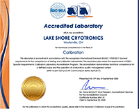 Lake Shore 17025 certificate